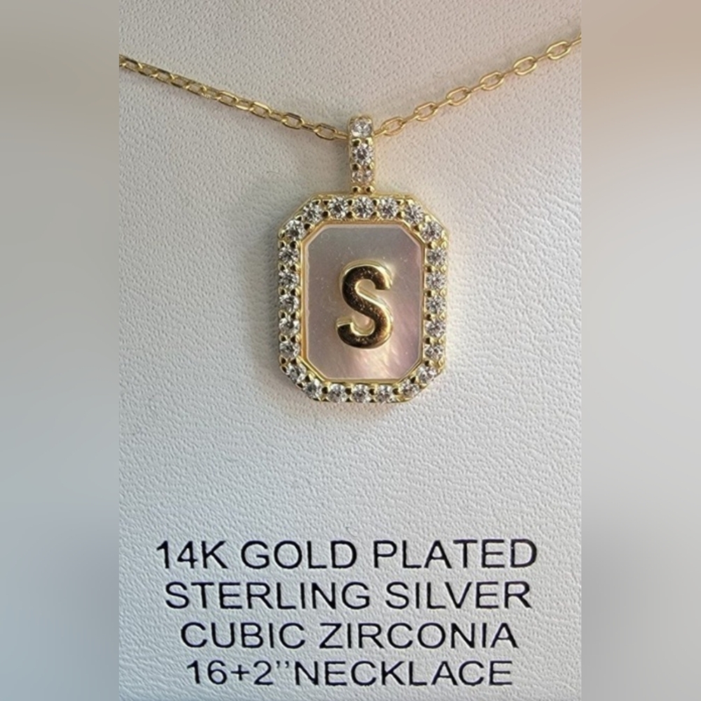 Charlotte & Lexi Letter "S" Necklace, 14K Gold Plated Sterling Silver